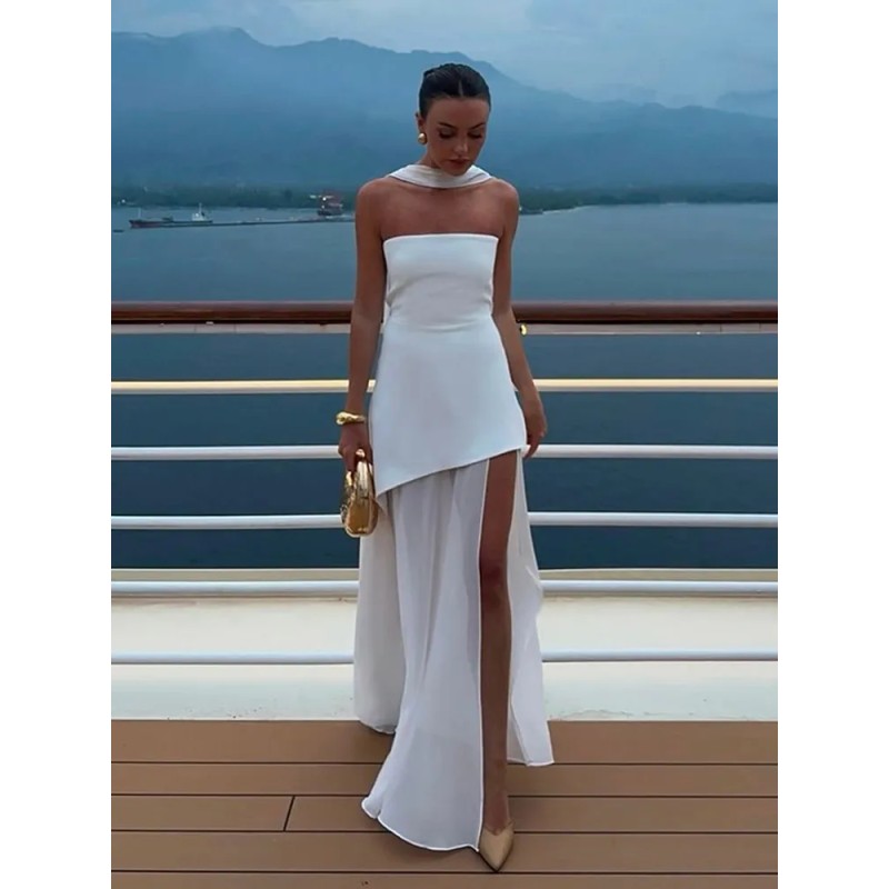 scarf neck strapless...